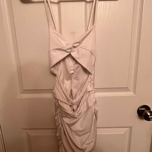 Elegant White Ruched Dress